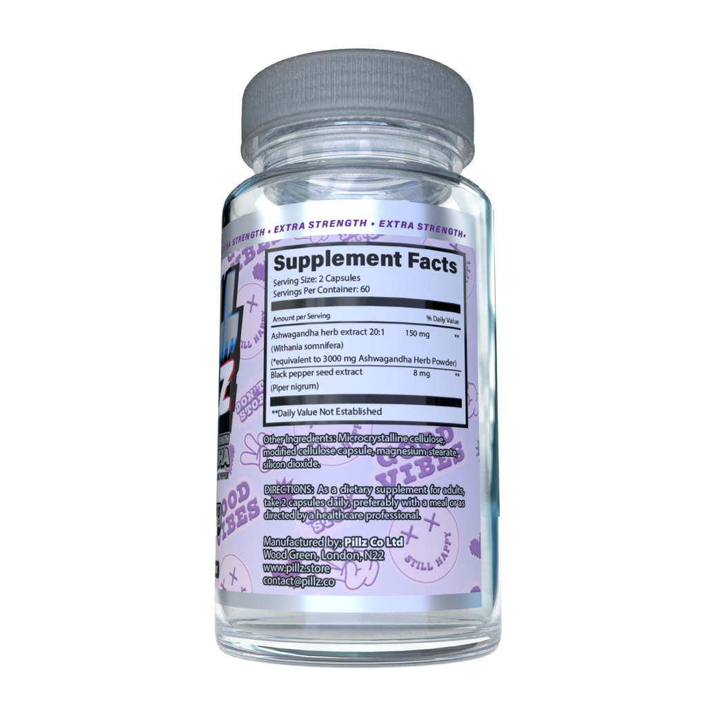 ChillPillz™ - Ashwagandha Extra Strength – 3000mg Root Extract with Black Pepper