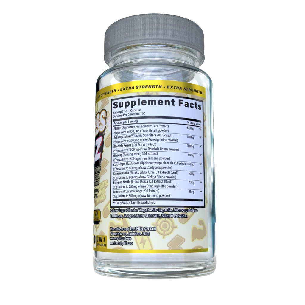 LimitlessPillz™ – 8-in-1 Shilajit Complex with Ashwagandha, Panax Ginseng, Rhodiola, Turmeric, Ginkgo, Nettle & Cordyceps Mushrooms
