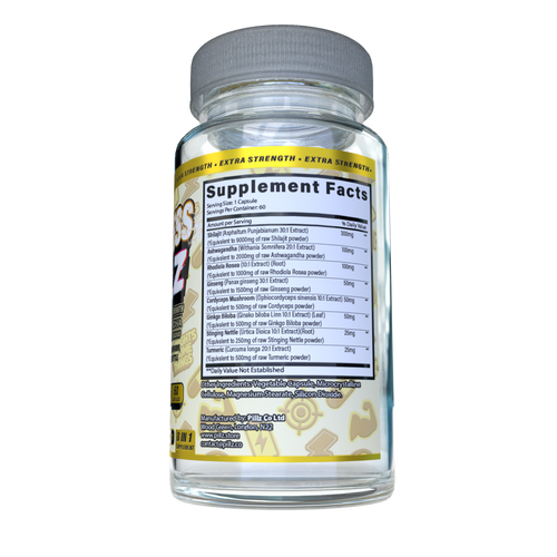 LimitlessPillz™ – 8-in-1 Shilajit Complex with Ashwagandha, Panax Ginseng, Rhodiola, Turmeric, Ginkgo, Nettle & Cordyceps Mushrooms